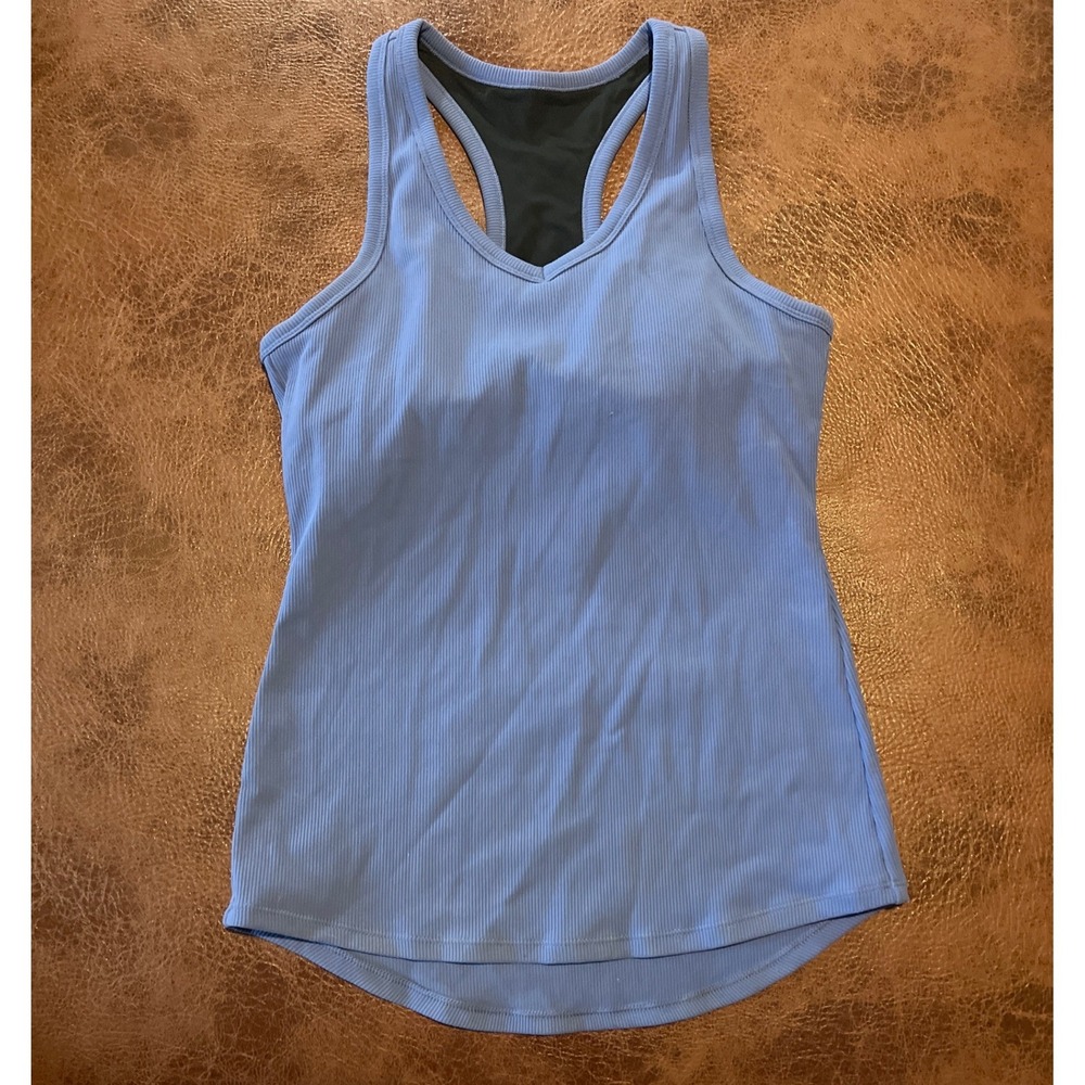 Zella Ribbed Racerback Tank Top Blue Size S Athletic Workout Athleisure‎
